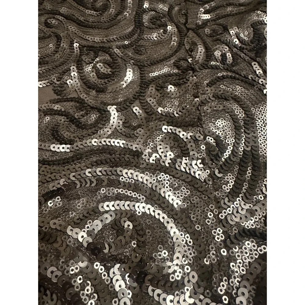 Venus Sequin Swirl Cocktail Dress Taupe Silver V-Neck Bodycon Women 14 Party - Picture 12 of 16